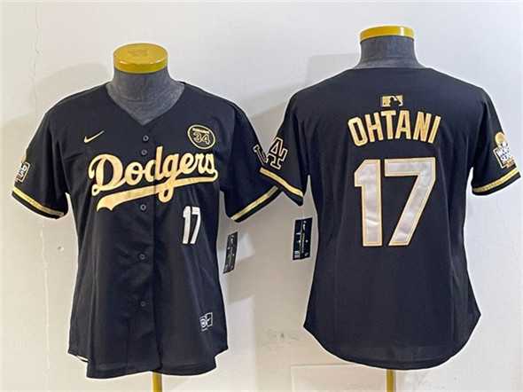 Womens Los Angeles Dodgers #17 Shohei Ohtani Black Gold 2024 World Series With Fernando Patch Vapor Limited Stitched Jersey->mlb womens jerseys->MLB Jersey